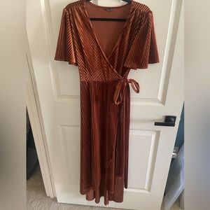 Orange Corduroy Wrap Dress